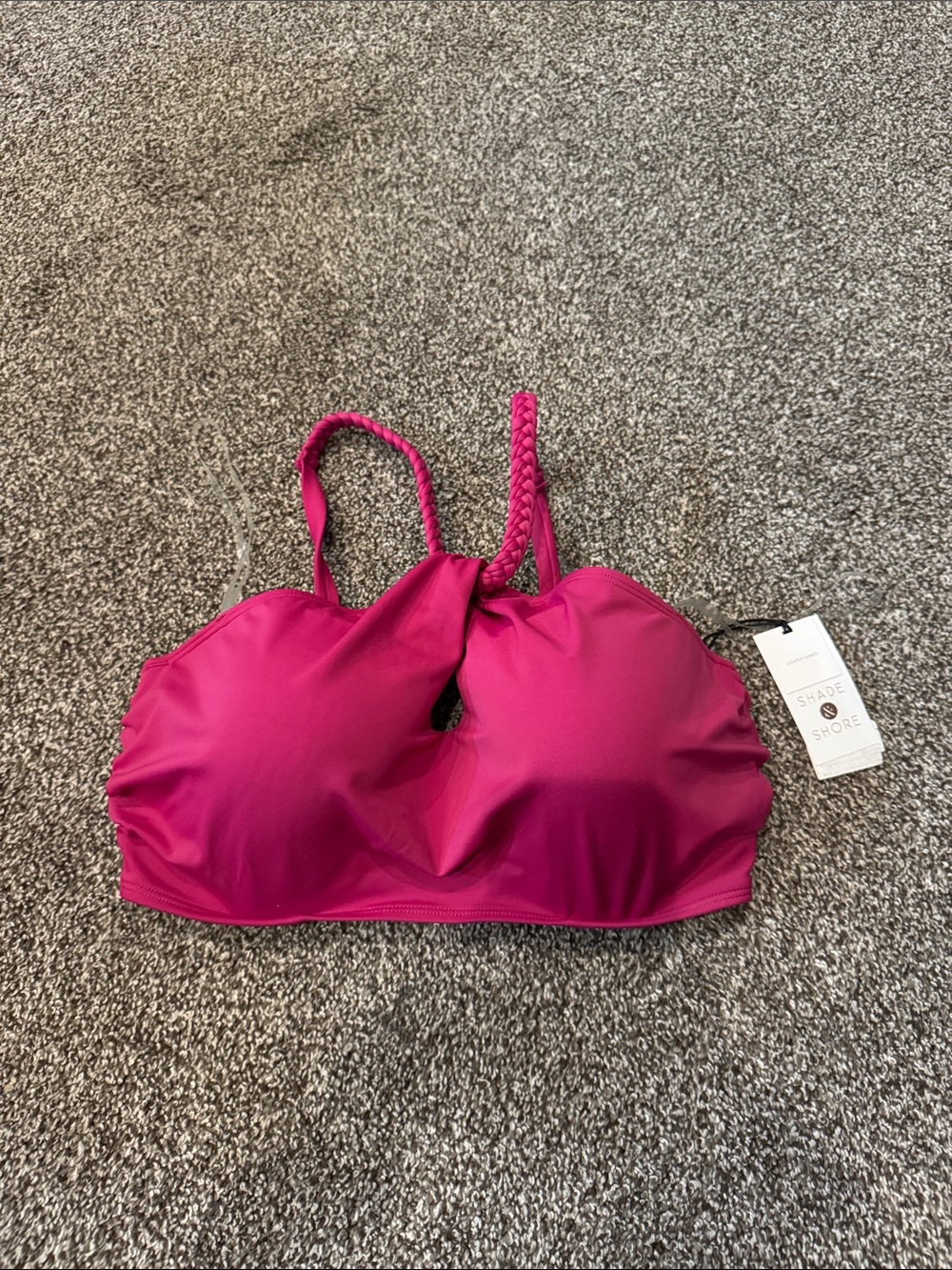Shade & Shore Hot Pink Bandeau Bikini Top with Bra-Style Support